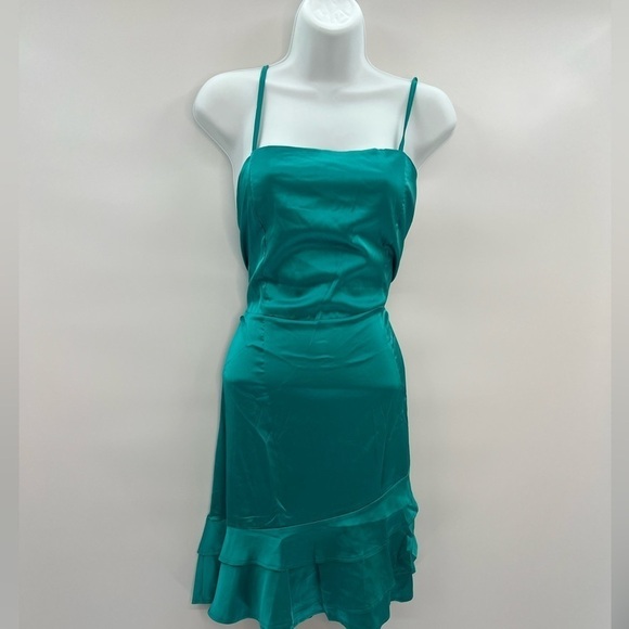 Satin-Like Ruffle Cocktail Minidress – Size Large (NWOT) - Picture 1 of 5